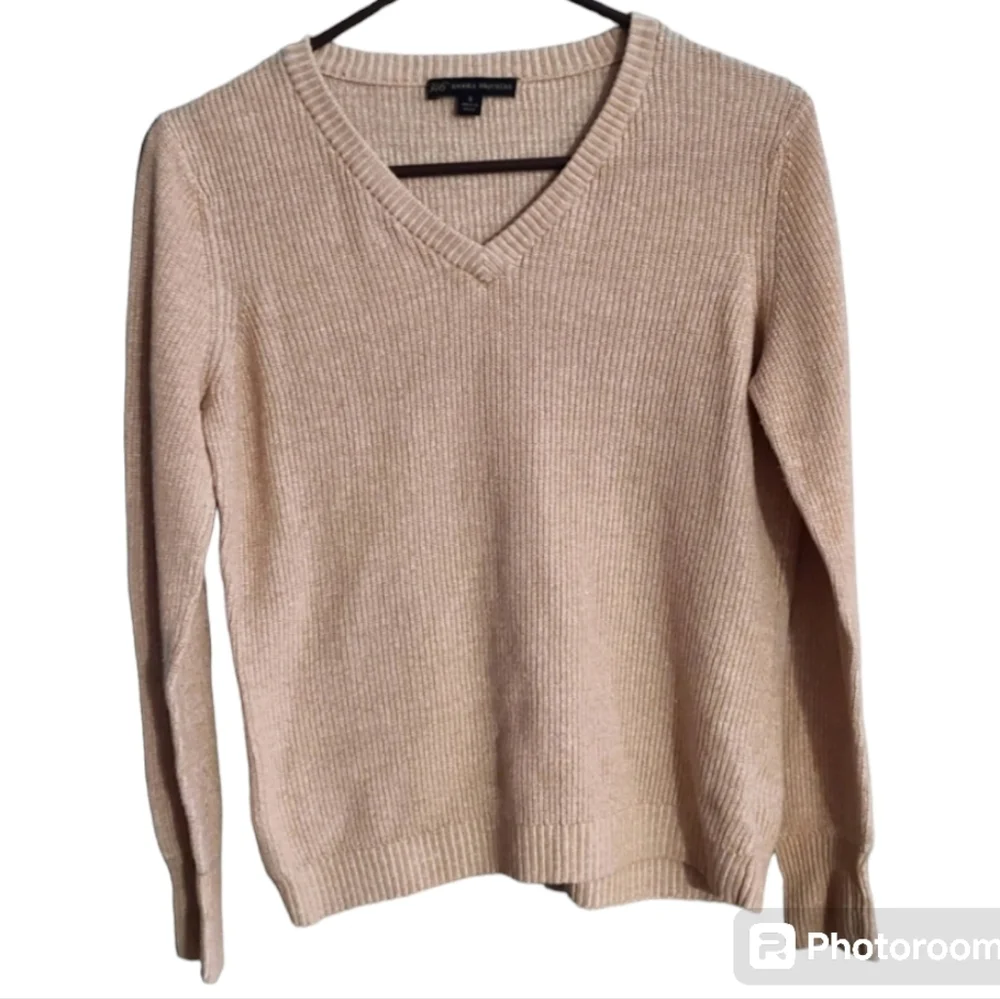 346 Brooks Brothers cream linen cotton blend‎ V neck sweater light-weight Small - Picture 7 of 7